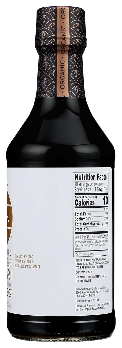 San J Organic Tamari Soy Sauce Gluten Free 25% Less Sodium - 20 oz
