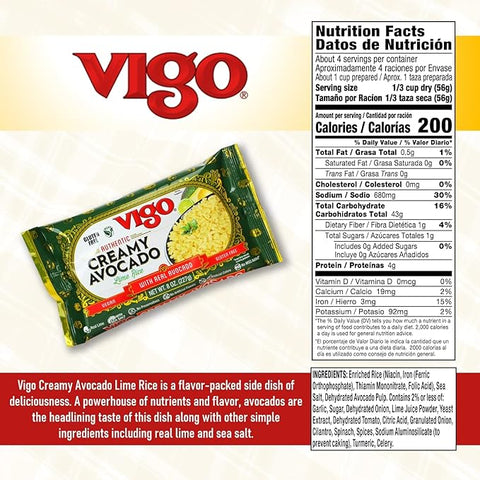 Vigo Creamy Avocado Lime Rice - 8 oz