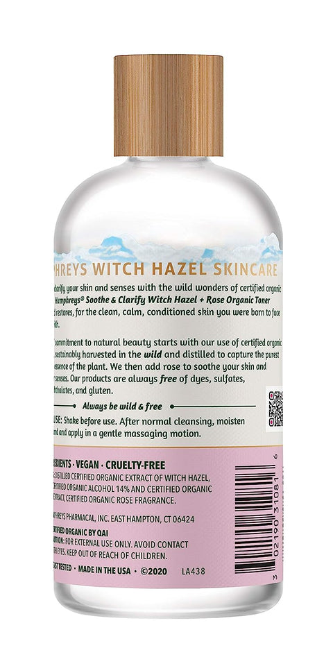 Humphreys Witch Hazel Organic Toner With Rose - 8 oz