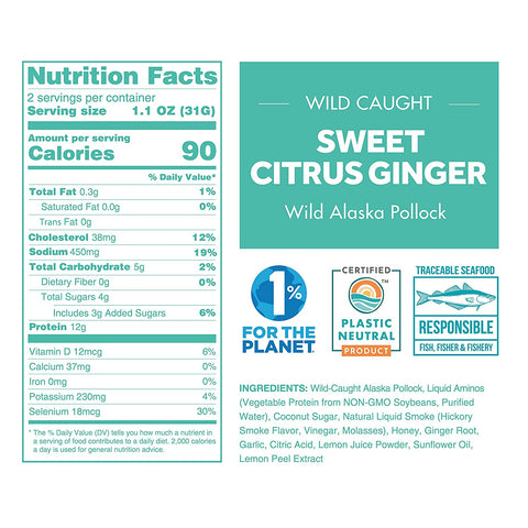 Neptune Fish Jerky Sweet Citrus Ginger - 2.25 oz