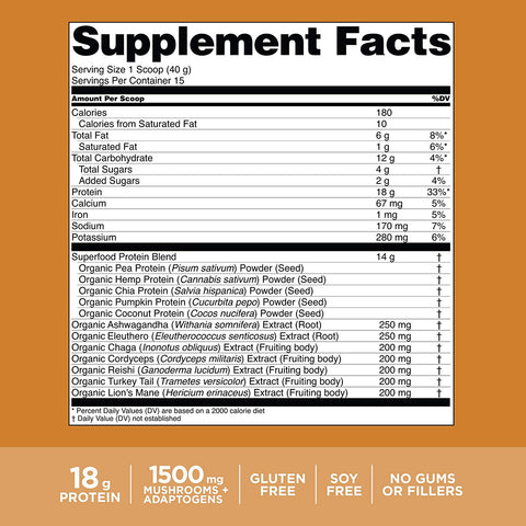 Four Sigmatic Plant-Based Protein Powder Peanut Butter - 21.6 oz