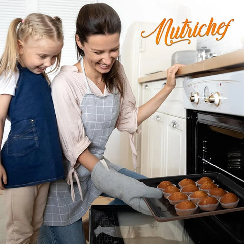 NutriChef Carbon Steel Nonstick Stackable 8 -Piece Baking Set Brown