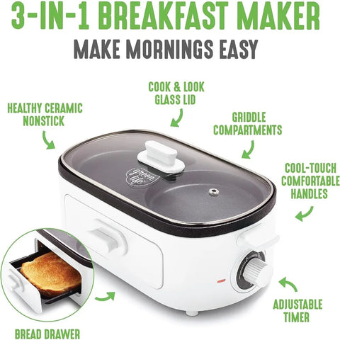 GreenLife 3-in-1 Breakfast Maker Station White