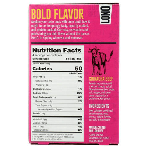 Lonolife Bone Broth Sriracha Beef - 4 pk
