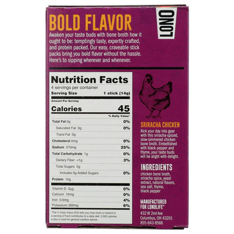 Lonolife Bone Broth Sriracha Chicken - 4 pk