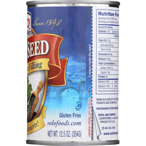 Solo Poppy Seed Filling For Cake & Pastry - 12.5 oz