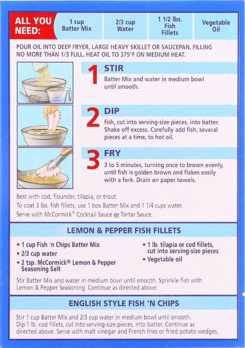 McCormick Golden Dipt Fish'n Chip Seafood Batter Mix - 10 oz