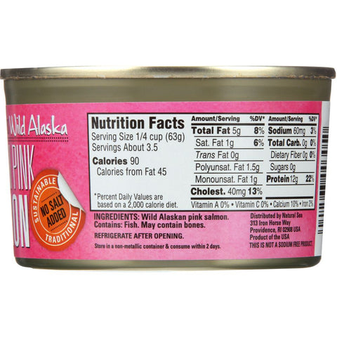 Natural Sea Wild Alaska Premium Pink Salmon Unsalted, 7.5 oz