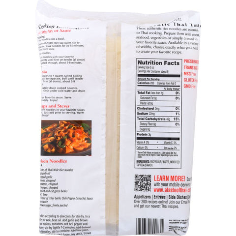 A Taste of Thai Wide Rice Noodles Straight Cut - 16 oz