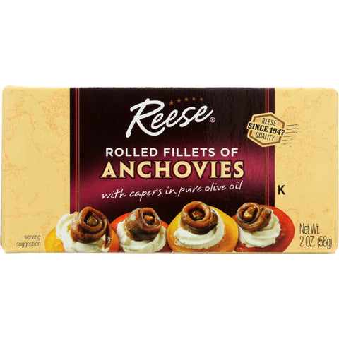 Reese Rolled Fillets of Anchovies with Capers in Olive Oil - 2 oz | Pantryway