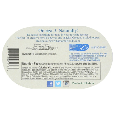 Bar Harbor Wild Smoked Alaskan Salmon Fillets - 6.7 oz