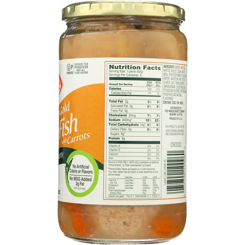 Manischewitz Premium Gold Gefilte Fish with Carrots in Jelled Broth - 24 Oz