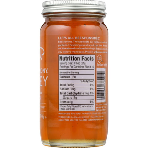 Bee Harmony Honey American Raw Clover - 12 oz
