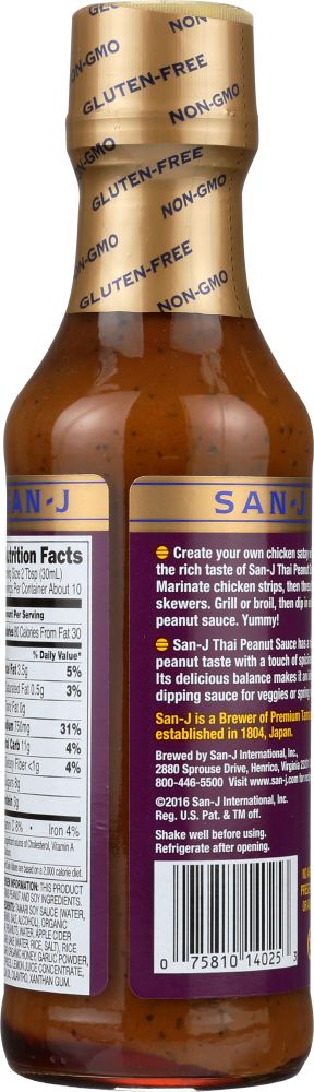 San-J Thai Peanut Mildly Spicy Marinade & Dipping Sauce - 10 Oz