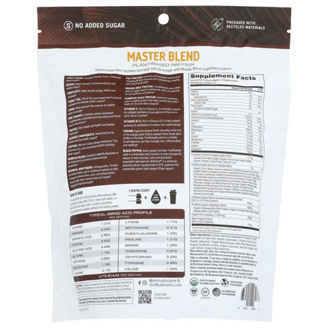 Om Mushrooms Protein Powder Master Blend Creamy Chocolate - 19.26 oz