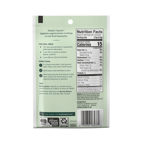 Simply Organic Seasoning Mix Spicy Chili - 1 oz