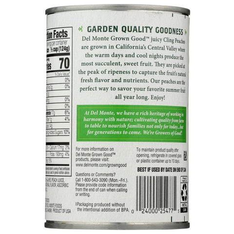 Del Monte Grown Good Sliced Peaches - 15 oz