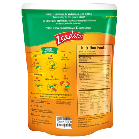 Isadora Refried Black Beans - 15.2 oz