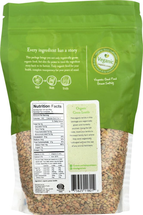 One Degree Organic Foods Organic Green Lentils - 16 oz