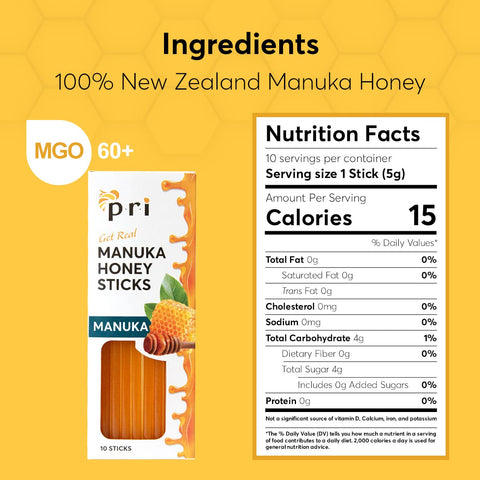 PRI Manuka Honey Sticks - 10 pk