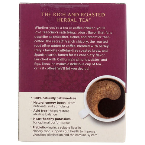 Teeccino Tea Chicory Medium Roast Caffeine Free Roasted Herbal Tea Hazelnut - 10 Tea Bags