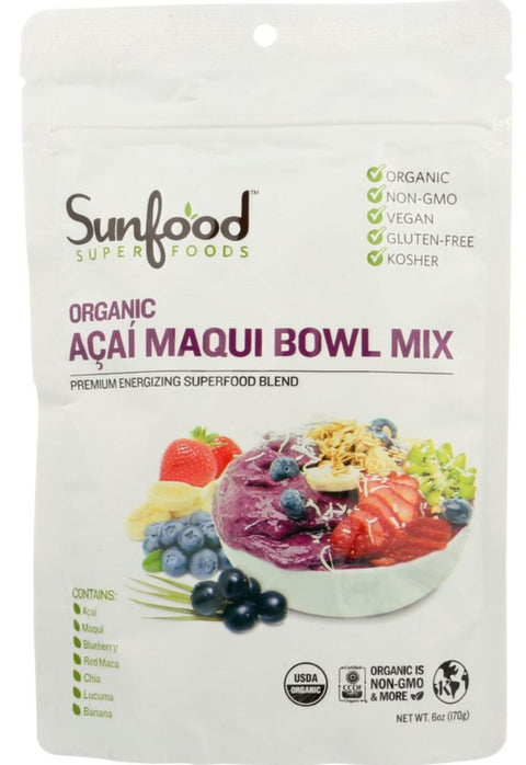 Sunfood Superfoods Organic Acai Maqui Bowl Mix - 6 oz | PantrywaySunfood Superfoods Organic Acai Maqui Bowl Mix - 6 oz | Pantryway