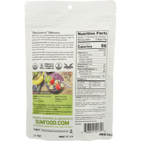 Sunfood Superfoods Organic Acai Maqui Bowl Mix - 6 oz