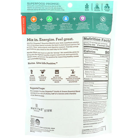 Navitas Organics Essential Superfood Blend Vanilla & Greens - 8.4 oz