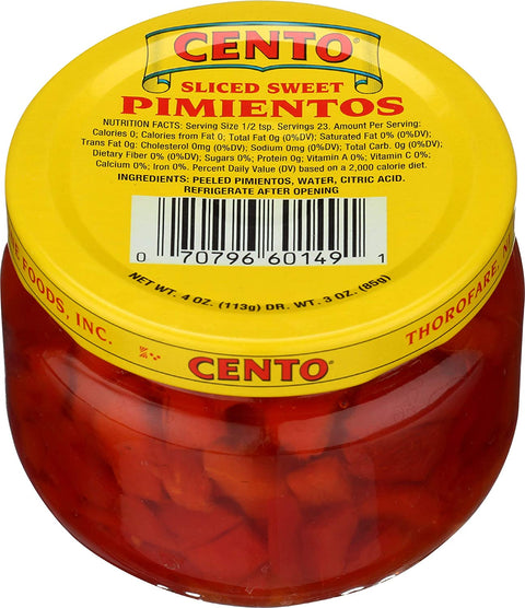 Cento Sliced Sweet Pimientos - 4 oz