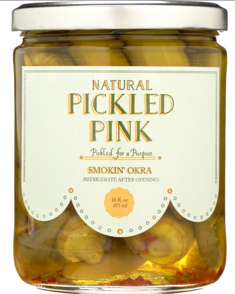 Natural Picked Pink Smokin' Okra - 16 oz | Pantryway