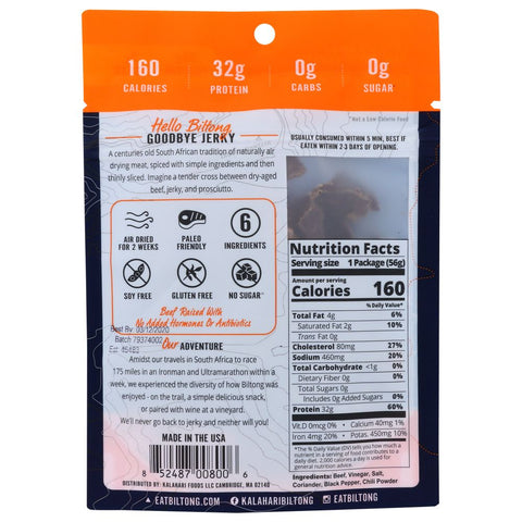 Kalahari Biltong Thinly Sliced Beef Original - 2 oz
