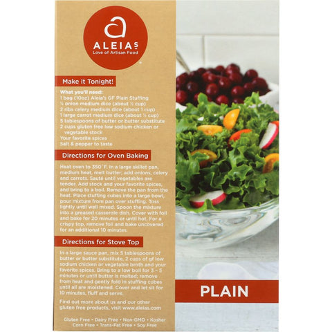 Aleia's Gluten Free Plain Stuffing Mix - 10 oz