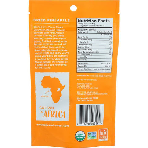 Mavuno Harvest Dried Organic Pineapple - 2 oz