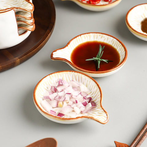 Japanese Style Ceramic Spice Dishes With Storage Holder