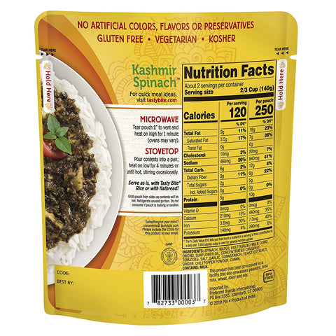 Tasty Bite Kashmir Spinach - 10 oz