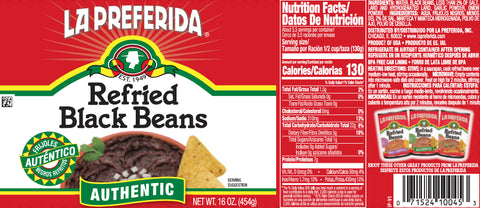 La Preferida Authentic Refried Black Beans - 16 oz