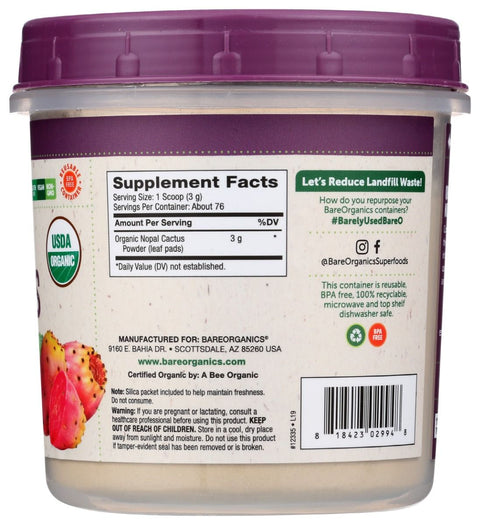 Bareorganics Nopal Cactus Powder - 8 oz