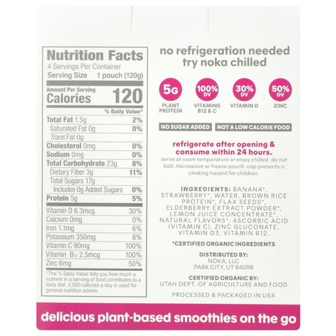 Noka Superfood Smoothie Strawberry Banana Immunity Boost - 16.9 oz