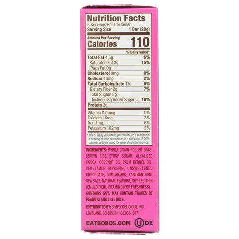 Bobo's Oat Bars Dipp'd Chocolate Oat Bars Dark Chocolate - 5 oz
