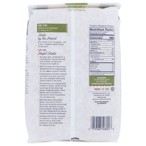 Delallo Organic Cavatappi Pasta - 1 lb