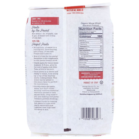 Delallo Organic Whole Wheat Farfalle Bow Ties Pasta - 16 oz