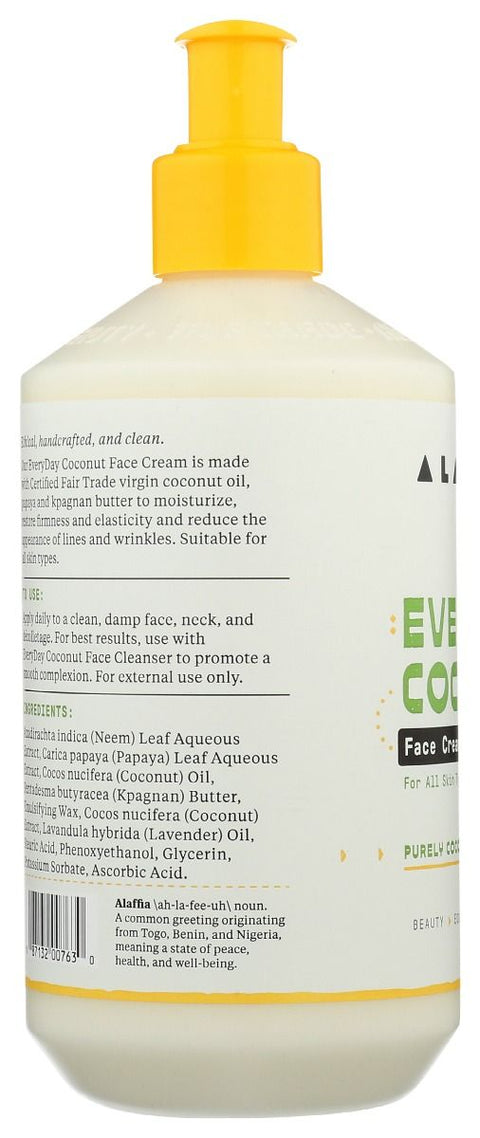 Alaffia Everyday Coconut Face Cream Purely Coconut - 12 oz.