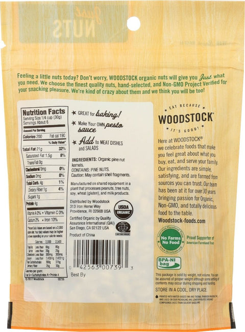 Woodstock Organic Pine Nuts - 6 oz