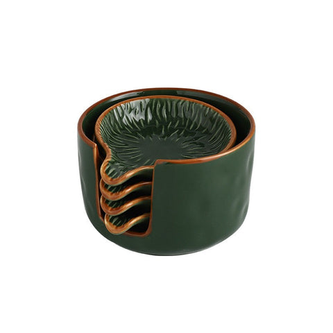 Japanese Style Ceramic Spice Dishes With Storage Holder