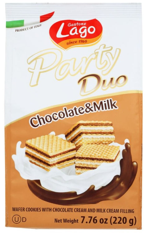 Gastone Lago Wafer Party Duo Chocolate & Milk - 7.76 oz | gastone lago | lago party wafers | gastone lago party wafers | lago wafers | party wafers | gastone lago wafers | Pantryway