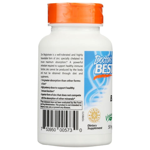 Doctor's Best High Absorption Zinc Bisglycinate 50mg - 90 ct