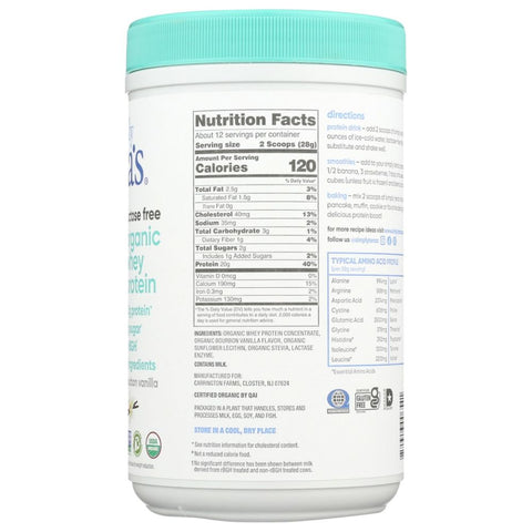 Simply Tera's Lactose Organic Whey Protein Free Vanilla - 12 oz