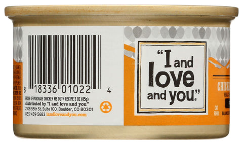 I and Love and You Cat Food Chicken Me Out Pate Grain-Free Canned Cat Food - 3 oz.