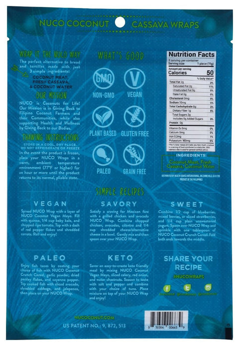Nuco Coconut Cassava Wraps - 1.94 oz.