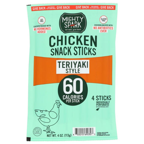 Mighty Spark Chicken Snack Sticks Teriyaki Style - 4 pc | Pantryway